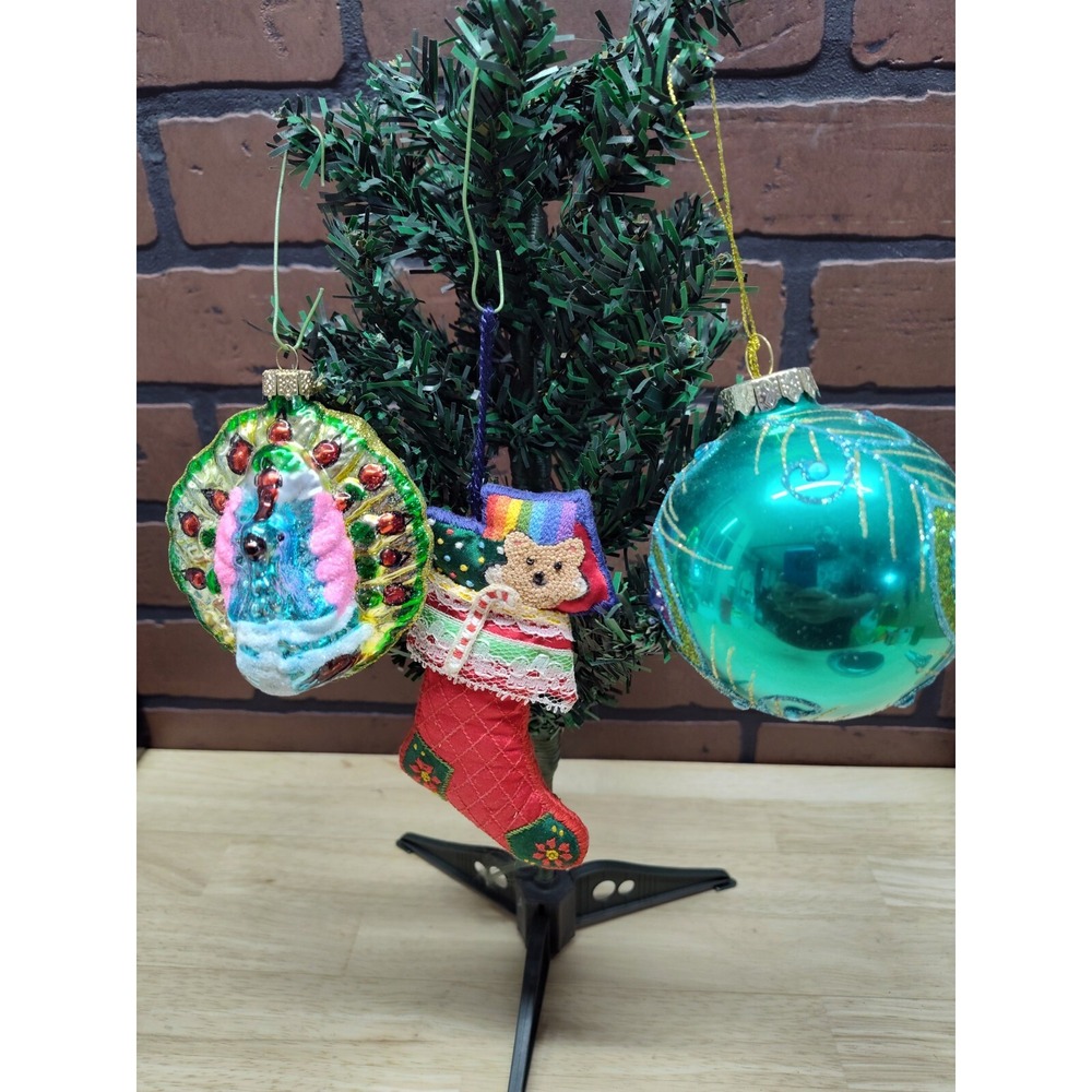 Christmas Ornaments Two Glass One Cloth